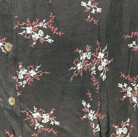 Laura Ashley Black Floral Button Dress‎ Womens Size 12 Farmcore Cottagecore - Picture 3 of 5